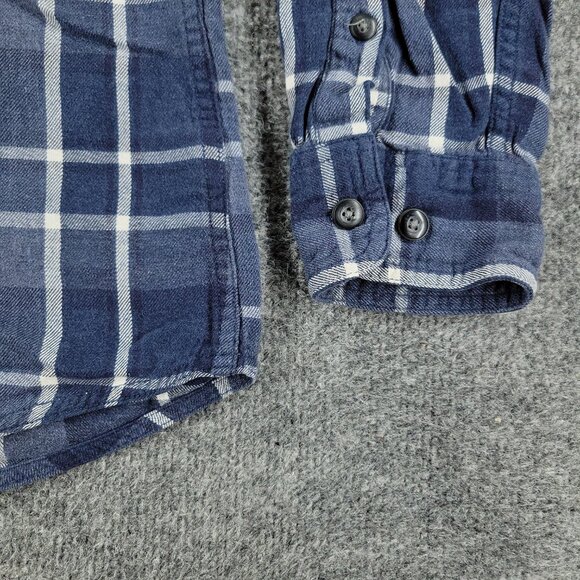 Sonoma Button Shirt Men's Medium Blue Plaid Flannel Pockets Long Sleeve Adult M - Picture 6 of 15